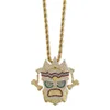 Cubic Zircon Iced Out Chain Gold Fashion UKA mask Pendant Necklace HipHop Jewelry Statement Necklaces For Man Women Gifts