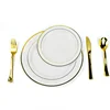 Gold Charger Wedding Plastic Plates Customized Logo Dinnerware Modern Restaurant Plates
