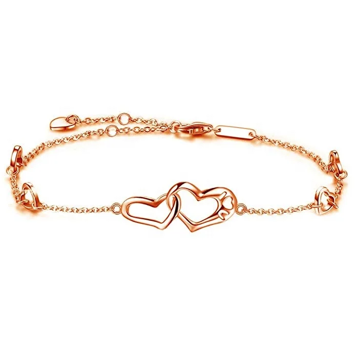 Gold Boho LOVE HEART chain SLAVE BRACELET bridal Belly Dancing fashion jewellery