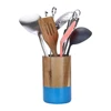 Natural Solid Wood Round Utensil Crock,Cooking Tools Holder,Countertop Tools Holder Kitchen with colorful bottom