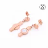 Fashion Jewelry For Girl New Design Digital Small Round Shell Earring Rose Permanent Earring Stainless Steel