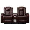 Luxury Genuine Leather Loveseat Recliner With Bluetooth Sofa Speaker And Cooling Cup Holder