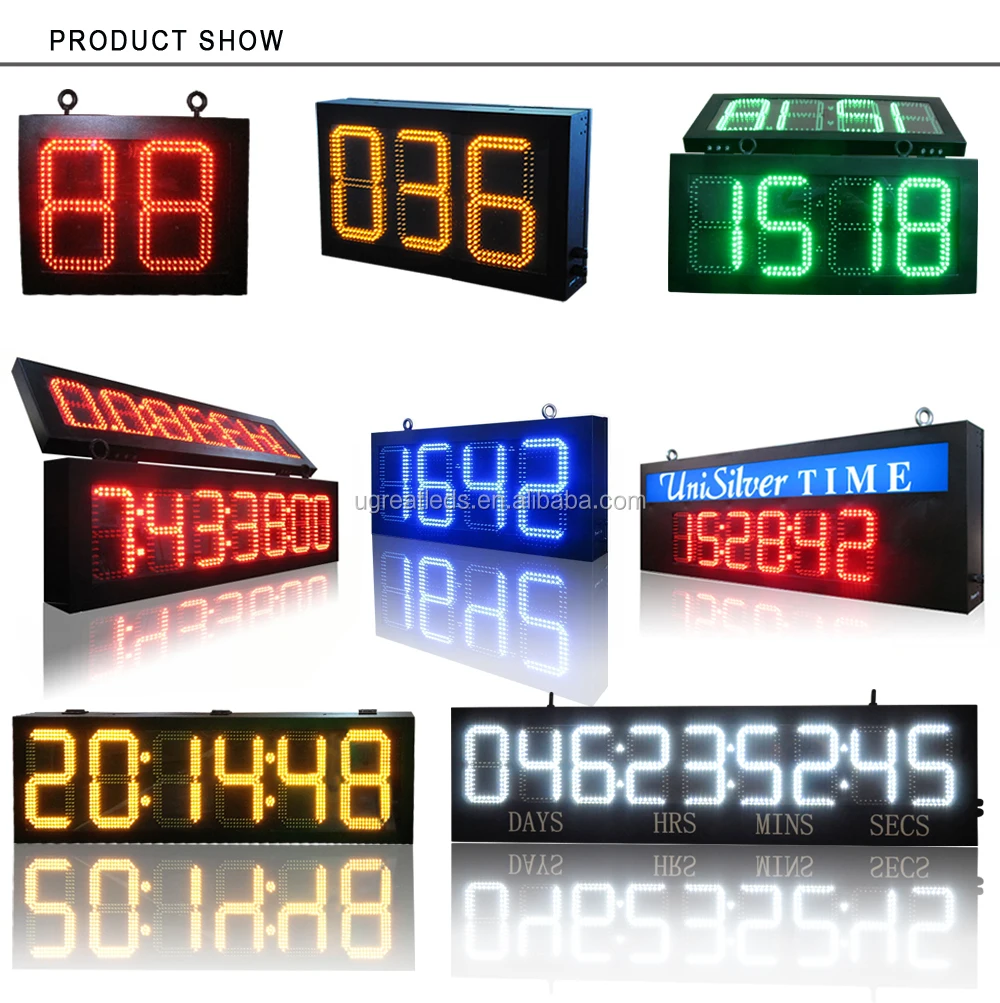 Remote Control Outdoor Waterproof 6 Digits Led Race Clock / Timer For