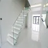 floating staircase/hidden cantilever stairsr with glass step ,wood trea with funny style for many people