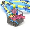 custom double side logo soft enamel die cut fun run medals