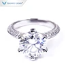 Luxury gold jewellery price 5 carat super white forever brilliant round moissanite ring with 3/4 pave band