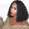 Water Wave Bob Wigs Remy Peruvian Hair Average Size Brown Lace 10-14 inch can be dyed Human