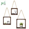 Hanging Square Floating Brown Rustic Shadow Boxes Decorative Storage Organizer,Cube Wall Mounted Display Shelf