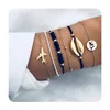 Wholesale Fashion Map Plane Cowrie Paua Shell Charms Beads Rope Bracelet Set For Women