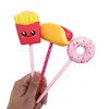 Hot Dog Cap Of Pen Squishy Food Donut Pencil Toppers Fries Kawaii Stationery For Kids