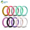 Skin Safe Silicone Wedding Ring for Women Thin Stackable Braided Rubber Wedding Bands