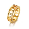 Hot selling gold cut off ring hollow design stainless steel fashion jewelry wedding ring