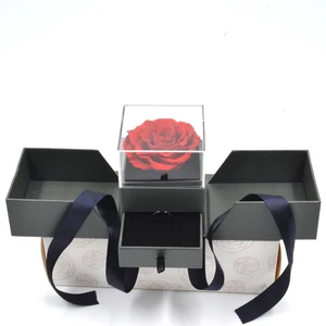 Factory Supplying Acrylic Flower Box Custom Preserved Rose Box For Jewelry Packaging Necklace Ring Box