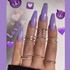 ZK-AN384 Long Coffin False Nails Press on Toon Purple Ballerina Nail Tips Fake Nails