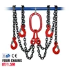 Durable 4 times G80 hook 4 legs 10mm lashing link plain riggings welded lift chain slings 8T1.5M-4 chains
