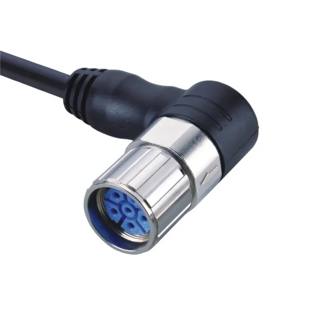 M23 Angled Molded Cable Power Waterproof Bulkhead Electrical Connector