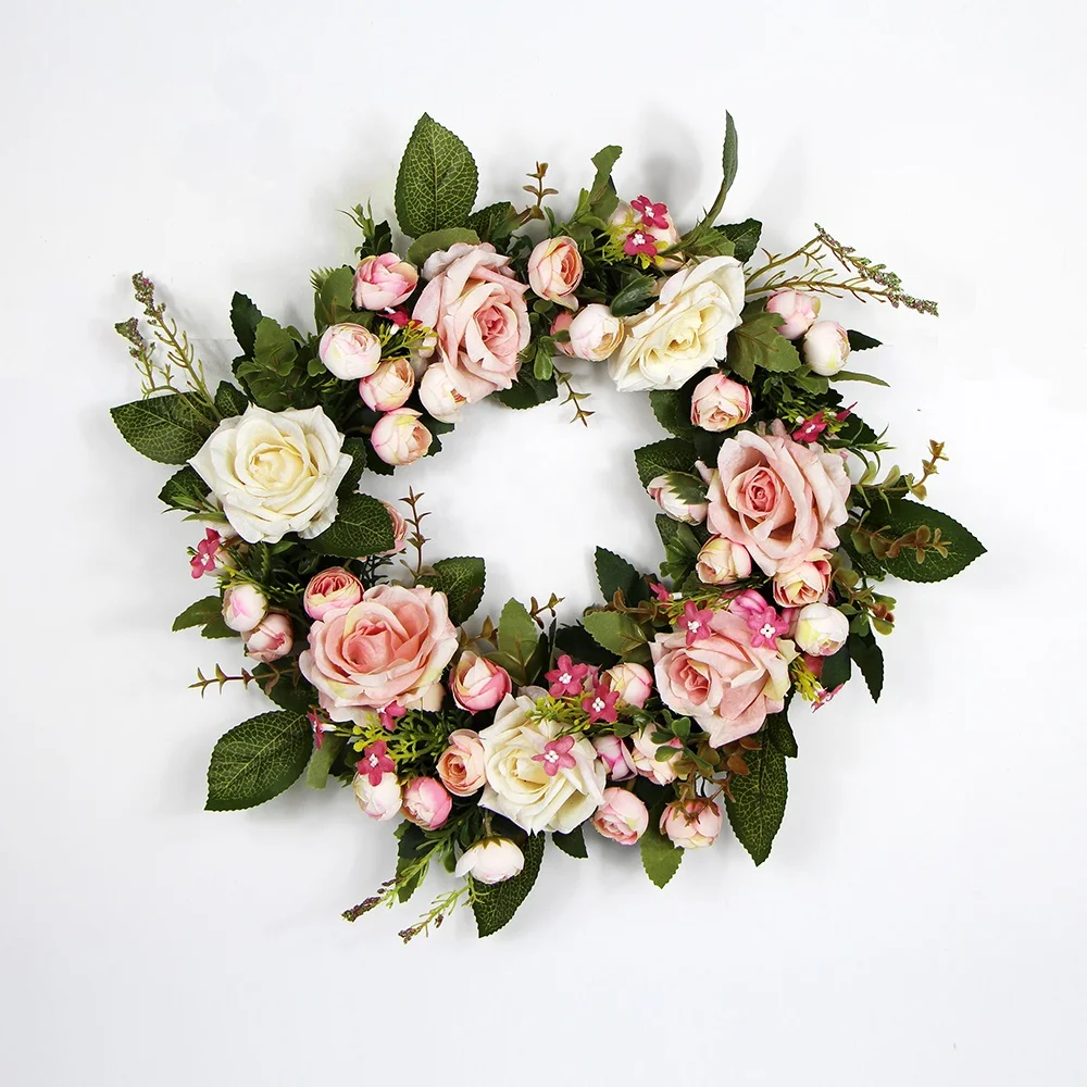 Cheap Lovely Pink Silk Wedding Decorative Wreaths For Front Door