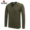 Olive Green 50 acrylic 50 wool V Neck Pullover Army Sweater For Men
