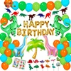 Dinosaur Theme Party Supplies Kids Birthday Decorations Dinosaur Cake Topper jungle Latex Balloons with Tattoo K123