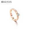 BAOYAN Simple Stainless Steel Wedding Ring with Cubic Zircon
