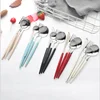 Amazon Hot Sale Wood Metal High Grade Gold Plated Dinnerware Spoon Knife And Fork For Home Restaurant