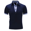 Men's new fashion stitching two-piece design stripe decoration solid color Slim wild short-sleeved polo shirt