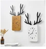 Nordic wind personality creative antlers wooden wall clock living room bedroom home wall decorative art wall clock