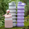 Free Sample Eco-friendly Lightweight 550 ml Silicone Folding Water Bottle BPA Free