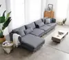 Luxury living room specific use L shape corner detachable grey linen fabric sectional sofa
