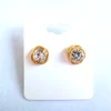 Hand inlaid zircon stud earring in high quality gold plating for wedding