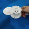 White Min round US Power data tap hub grommet socket with revolve cover/ 60mm In desk power and USB desk grommet socket