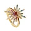 fashion women lady jewelry gold plated colorful cz starburst north star ring