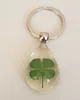 Real Four Leaf Clover Keyring Keychain 4 Leaf Clover Shamrock Irish CA2890