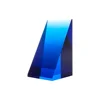 Deep blue ocean blue triangle acrylic block 30mm 40mm acrylic bookend stand laser cut transparent blue plexiglass block