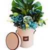 Custom Paper Round hat boxes Flower gift box with handles recycled shipping boxes custom logo