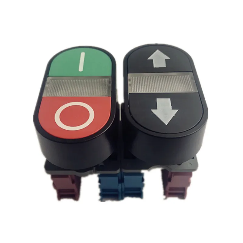 22mm plastic LED double  position  push button switch with arrow up  and down.