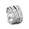 Handmade Wide Band Fidget Spinner Worry Boho Chunky Sterling Silver Ring