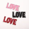 Fashion pink LOVE Beaded patches letter for clothing iron on embroidery brand patch DIY T-shirt transfer applique accessories
