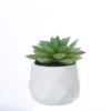 Indoor small white ceramic planter plastic artificial succulent plants bonsai