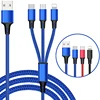 Custom Gift Logo 1.2m 5V/2.4A Nylon Braided Multi Charger 3 in 1 Usb Data Cables For iphone/android/type c