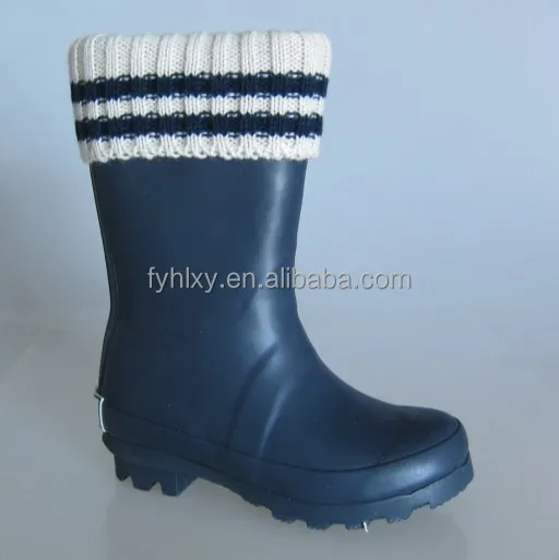 Black Matte Cheap Warm Children Rain Boots With Fur Lining Buy