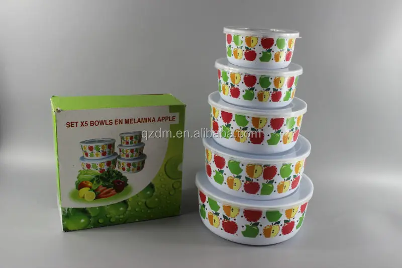 Cheap 5PC Melamine Round Bowl Set With Lid