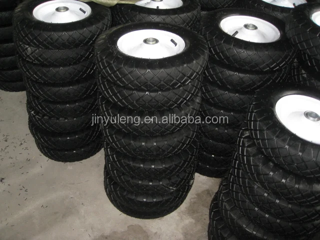 popular square pattern pneumatic rubber wheel for wheelbarrow air wheel ruber tyre steel rim