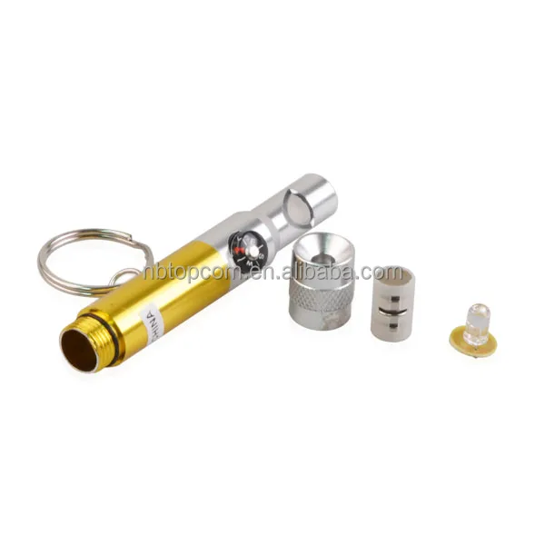 Mini Led Button Battery Flashlight keychain Compass Camping Gear With Whistle