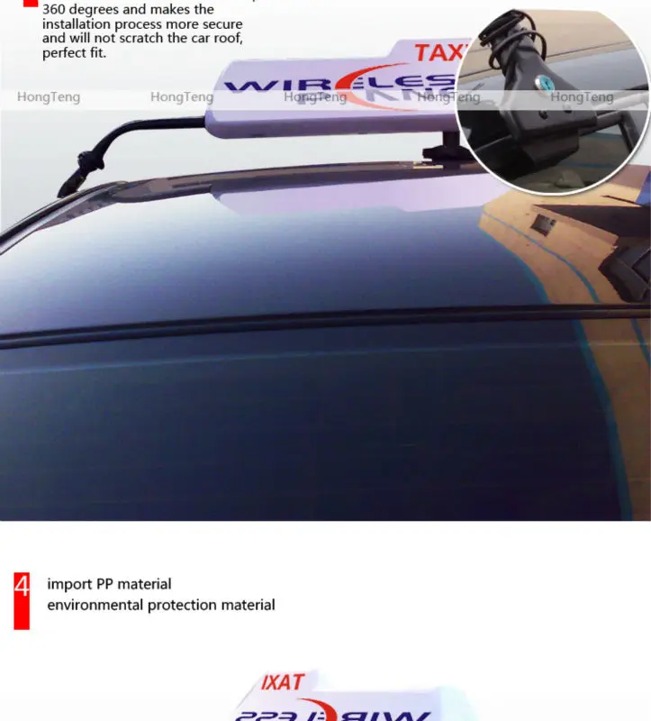 New magnet or pull hook type led auto slim taxi top ad