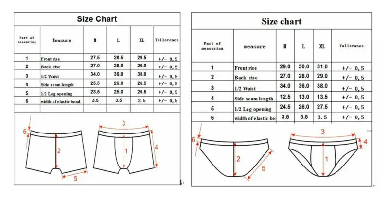 Men S Boxer Briefs Size Chart