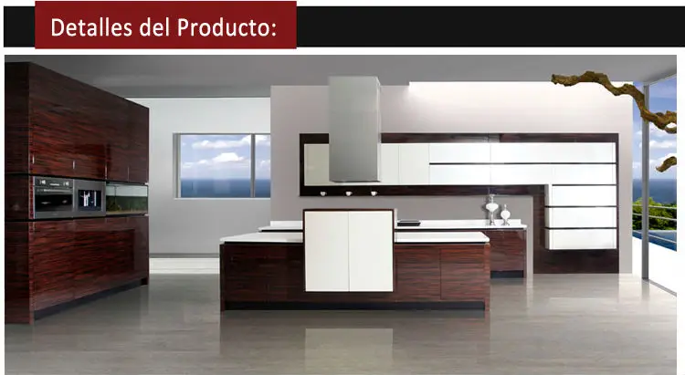 Welbom Moderno Gabinete De Cocina Lacado Negro Con Laca De Alto Brillo