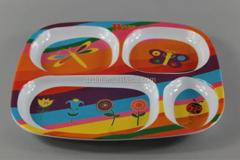 4 Compartment Melamine Dinner Plates For Kids