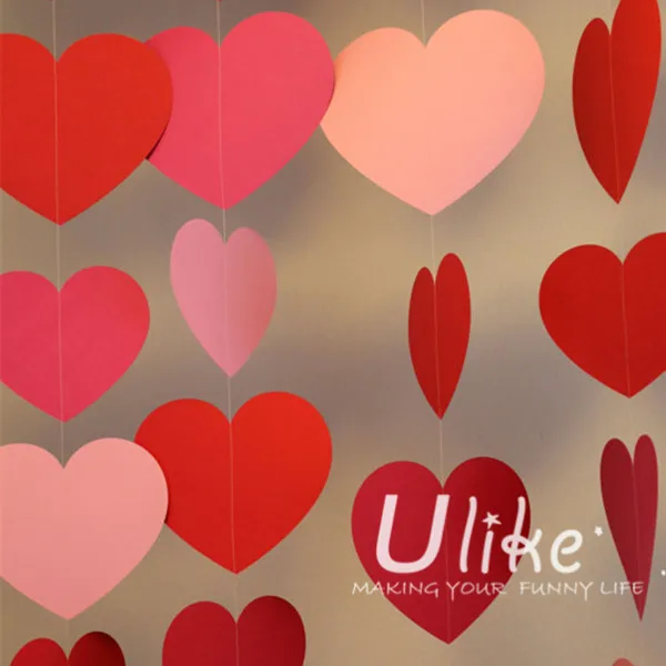 Flame Retardant Decorations hot selling 3m valentine tissue paper garland,heart shape garland Flame Retardant Decorations hot selling 3m valentine tissue paper garland,heart shape garland