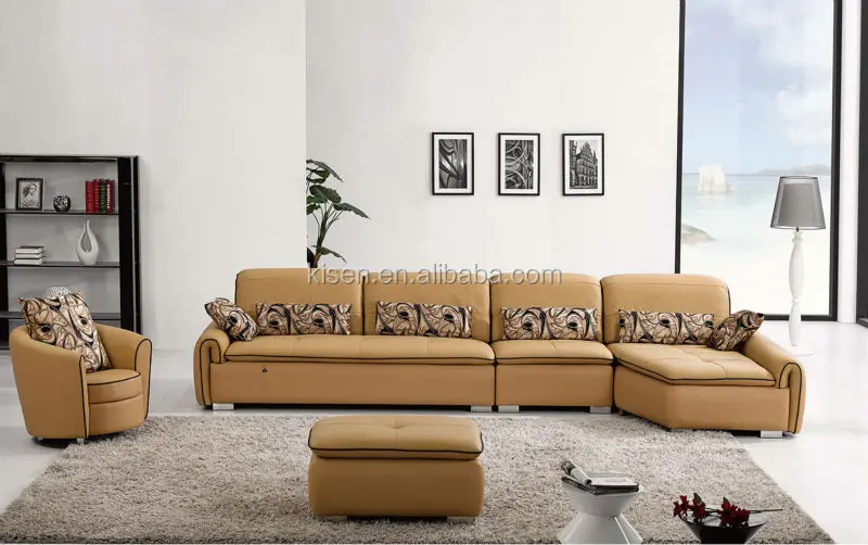 Sala De Estar Con Futón Sofá Moderno De Muebles De Cuero Sofá Amarillo